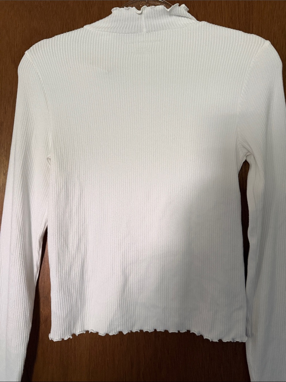 American Eagle Outfitters White Ribbed Long-Sleeve Mock Neck Top - Picture 5 of 5